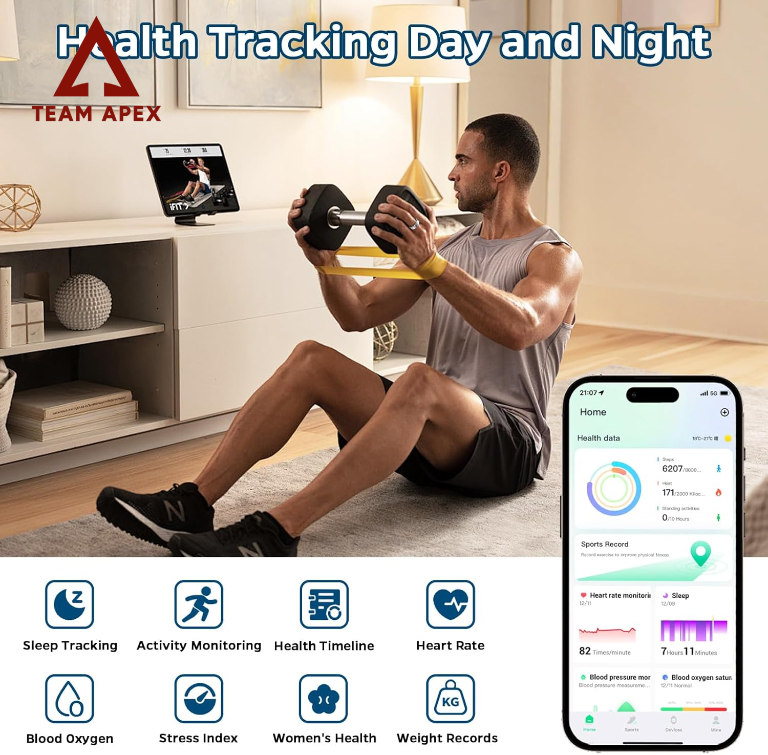 Revolutionary Sleek Smart Ring: Your Ultimate Health & Fitness Tracker with Heart Rate Monitoring, Sleep Analysis, Gesture Control, and Waterproof Design - Perfect for iOS & Android (Black, Size #11)